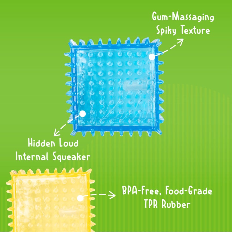 Gnawsome Dog Toys - 3.5" Squeaker Cube - Medium - Dental & Gum Wellness - Stimulating Fun - Hidden Squeaker - Durable for Heavy Chewers - 100% BPA-Free - Assorted Colors - Image 4